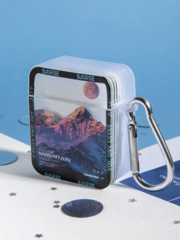 Бокс для наушников AirPods 1/2 силиконовый с карабином Горы Mountain