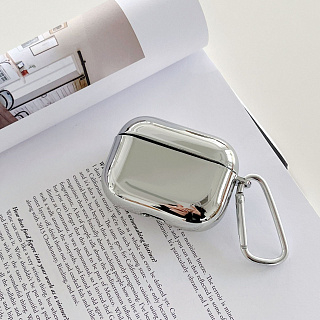 Бокс для наушников AirPods 4  пластиковый с карабином Зеркальный А-11