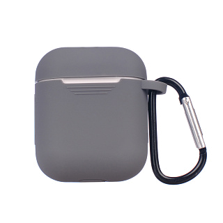 Бокс для наушников AirPods 1/2  резиновый с карабином и полосками `