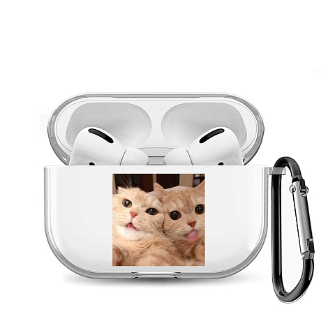 Бокс для наушников AirPods Pro 2 силиконовый прозрачный с рисунком "Котики"