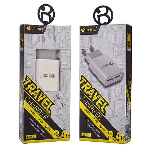 Сетевое з/у Cokike CH-5m (2.4A - 2 USB) с кабелем в комплекте