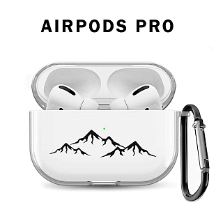 Бокс для наушников AirPods Pro  силиконовый с карабином ` Горы