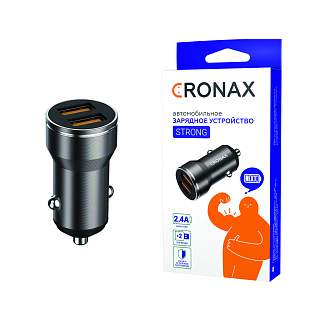 Автомобильное з/у CRONAX Strong ST-250a (2.4A - 2 USB) адаптер металлический