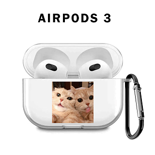 Бокс для наушников AirPods 3  силиконовый прозрачный с рисунком "Котики"