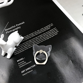 Кольцо-держатель для телефона пластиковое прозрачное "Кошка"