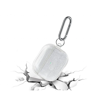 Бокс для наушников AirPods Pro 2  силиконовый с карабином и блёстками А-19