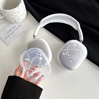 Чехол для наушников Airpods Max  силиконовый  Сердце из букв