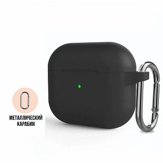 Бокс для наушников AirPods 4  силиконовый матовый с карабином