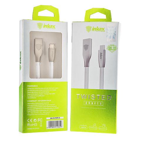 Кабель USB Inkax CK-19t (2.1A - 1 м.) резиновый плоский