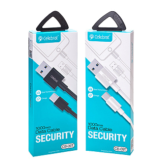 Кабель USB Celebrat CB-09m (1.2A - 1 м.) резиновый круглый