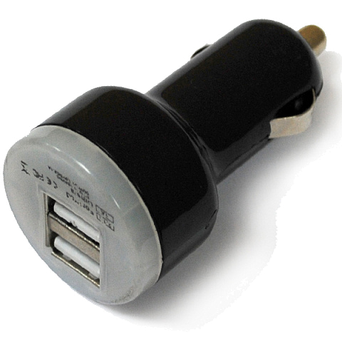 Автомобильное з/у (2.1A - 2 USB) адаптер с прозрачной вставкой
