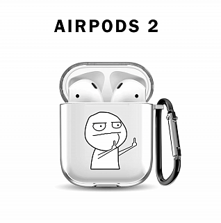 Бокс для наушников AirPods 1/2  силиконовый с карабином ` Пальцы