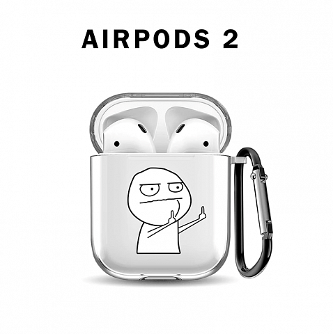 Бокс для наушников AirPods 1/2 силиконовый с карабином ` Пальцы