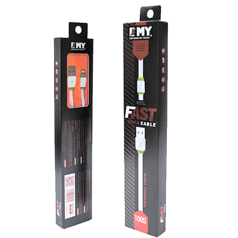 Кабель USB EMY MY-445m (2.1A Fast Charge - 1 м.) резиновый плоский *