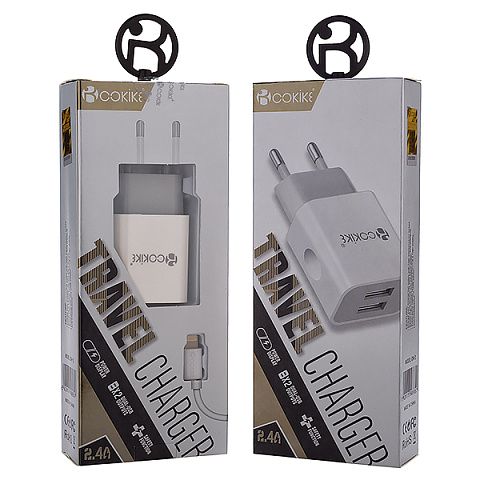 Сетевое з/у Cokike CH-2i (2.4A - 2 USB) с кабелем в комплекте