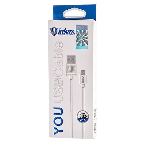 Кабель USB Inkax CK-01t (2.1A - 1 м.) резиновый круглый
