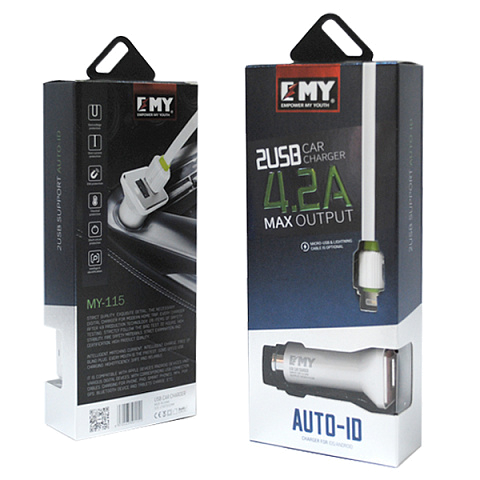 Автомобильное з/у EMY MY-115m (4.2A Fast Charge - 2 USB) с кабелем в комплекте