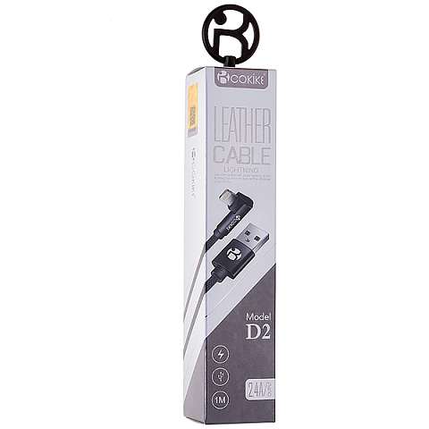 Кабель USB Cokike D2t (2.4А - 1 м.) текстильный L-образный разъём