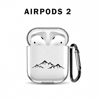 Бокс для наушников AirPods 1/2  силиконовый с карабином ` Горы
