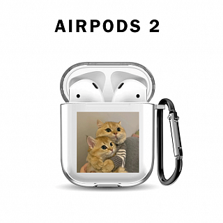 Бокс для наушников AirPods 1/2  силиконовый с карабином ` Коты