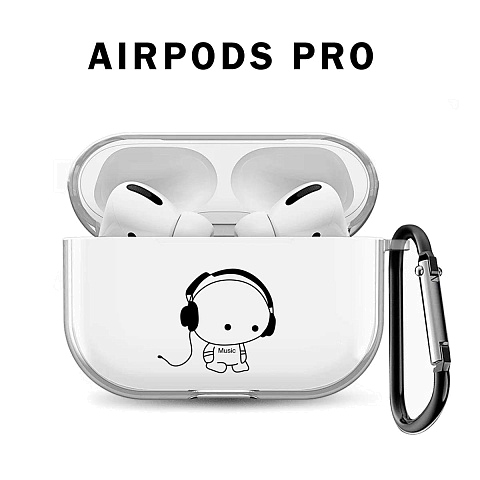 Бокс для наушников AirPods Pro силиконовый с карабином ` В наушниках