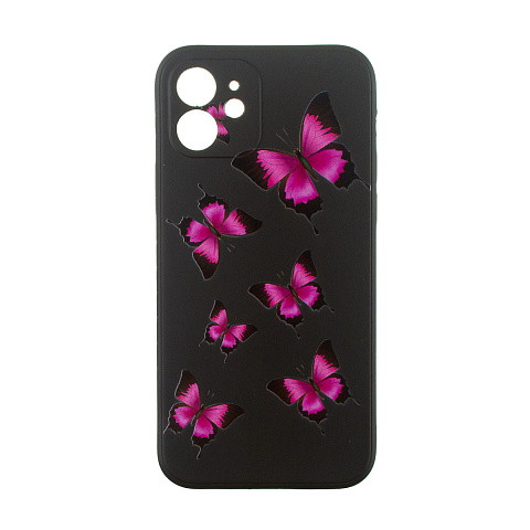 Чехол - накладка для iPhone 12 - TPU с защитой для камеры - Бабочки