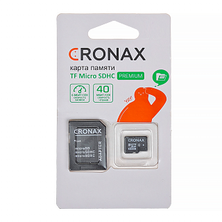 Карта памяти CRONAX Micro SDHC 128 ГБ Class 10 с адаптером SD