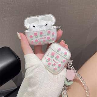 Бокс для наушников AirPods 3  силиконовый с брелком "Tulip"