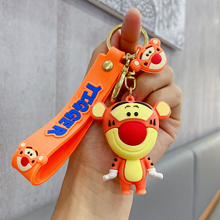 Брелок для ключей с кольцом и карабином  резиновый "Tigger"