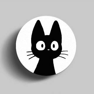 PopSocket для телефона пластиковый круглый матовый Чёрный кот