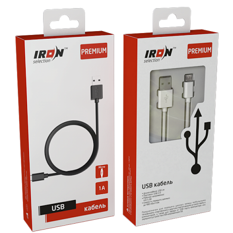 Кабель USB IRON Selection Premium PM-01m (1A - 1 м.) резиновый
