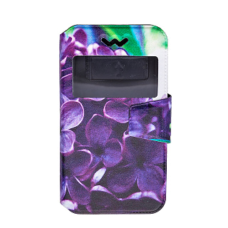 Чехол - книжка 'экокожа слайдер с резин. крепл - Сирень', размер 5.3-5.8"