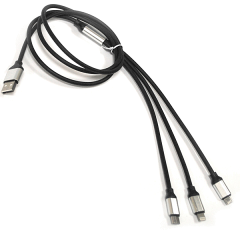 Кабель USB UR-08 (1А - 1 м.) резиновый 3 в 1