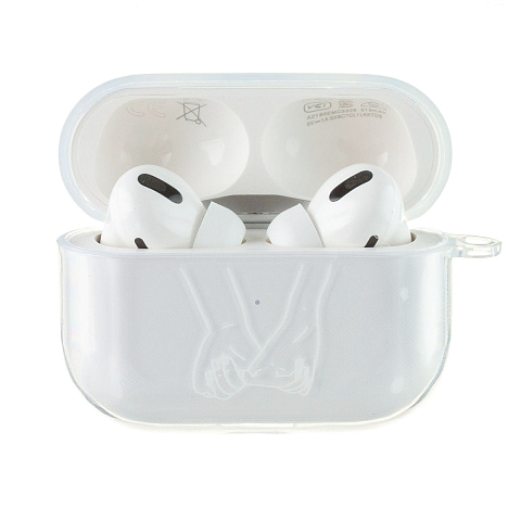 Бокс для наушников AirPods Pro силиконовый прозрачный с рисунком "Руки"