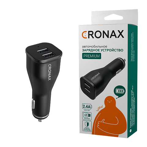 Автомобильное з/у CRONAX Premium CR-250a (2.4A - 2 USB) адаптер