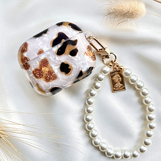 Бокс для наушников AirPods 3  силиконовый с брелком №1 "Леопард"