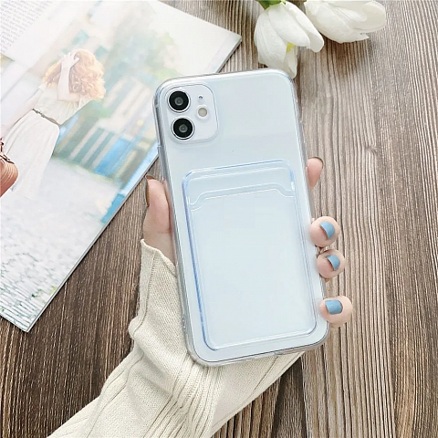 Чехол - накладка для iPhone 15 Pro Max / 15 Ultra - TPU силикон противоударный с кармашком для карт
