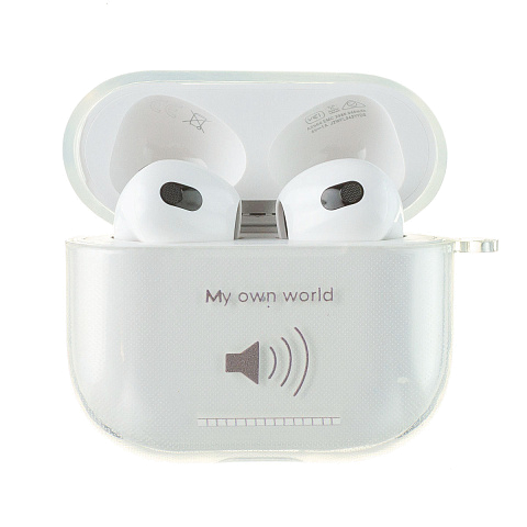 Бокс для наушников AirPods 3 силиконовый прозрачный с рисунком "Громкость"