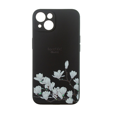 Чехол - накладка для iPhone 13 - TPU с защитой для камеры - Цветы