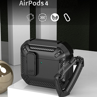 Бокс для наушников AirPods 4  пластик + силикон с замком