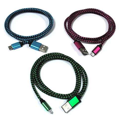 Кабель USB IRON Selection ST-07m (1А - 1 м.) текстильный двухцветный